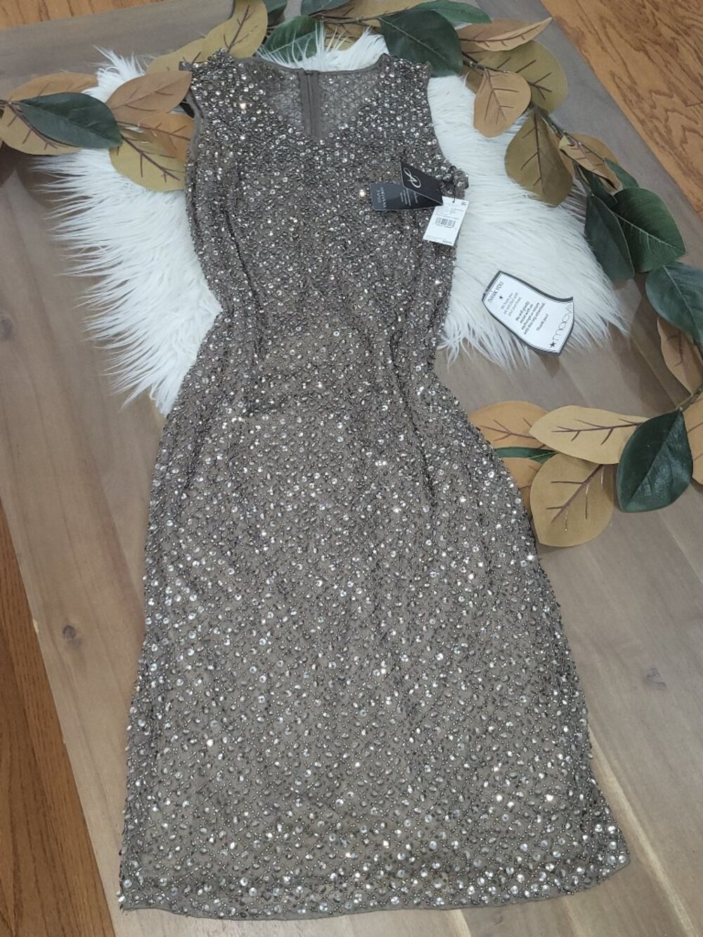 NWT Adrianna Papell Lead Beaded Sheath Midi Dress Size 10 Mother of the Bride